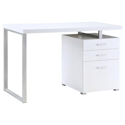 Coaster Brennan 47-Inch Rectangular 3-Drawer Desk with Storage White 800325 - color: White