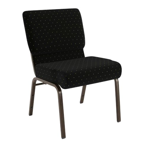 Flash Furniture HERCULES Series 21''W Stacking Church Chair in Black Dot Patterned Fabric - Gold Vein Frame - color: Black Dot Patterned Fabric/Gold Vein Frame, size: Set of 1