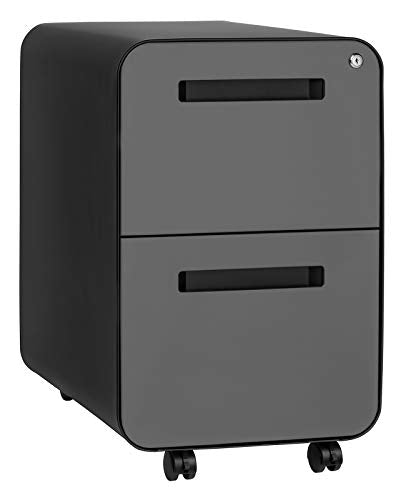 Laura Davidson Furniture Stockpile 2-Drawer Modern Mobile File Cabinet, Commercial-Grade (Black/Grey) - color: Black/Grey