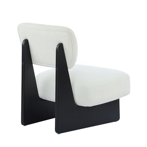Christopher Knight Home Mores Low Profile Accent Chair Set of 2, Modern Living Room Armless Lounge Chair, Fabric Comfy Reading Chair for Bedroom, Wooden Frame and Thick Padded Seat, Black+White - color: Black+white N