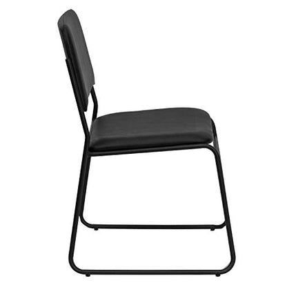 Flash Furniture 5 Pack HERCULES Series 500 lb. Capacity High Density Black Vinyl Stacking Chair with Sled Base | Sled Base, Vinyl Upholstery, 500 LBS. Weight Capacity - color: Black Vinyl/Black Frame, size: Set of 5