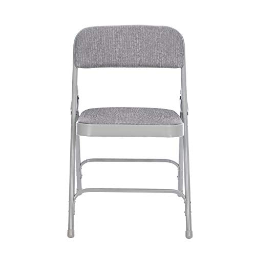 OEF Furnishings OEF2200 Series Heavy-Duty Premium Fabric Padded Upholstery Double-Hinged Folding Chairs (4-Pack, Slate Gray) - color: Grey