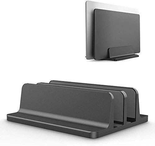Universal Laptop Vertical Stand, Dual Desktop Adjustable Notebook Stand (up to 17.3 inches) for Samsung/HP/Dell/Chrome Book laptops (Black) - color: black1