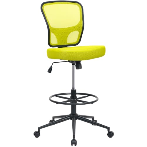 Armless Office Chair, Tall Ergonomic Office Chair for Standing Desk, Adjustable Height Mesh Computer Chair with Foot Ring & Wheels, Rolling Home Office Desk Chair - color: Green