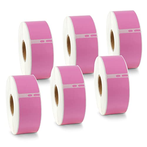 BETCKEY - Replace for DYMO 30252 (1-1/8" x 3-1/2") Labels, [6 Roll/Pink] - color: Pink, size: 30252 [1-1/8" x 3-1/2"]