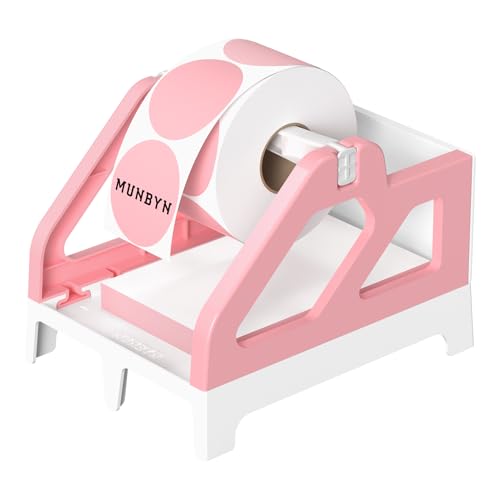 MUNBYN 130B Bluetooth Thermal Label Printer+2 Inch Round Thermal Labels+Pink Label Holder