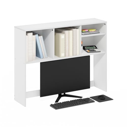 Furinno Classic Desk Shelf, 4-Shelf Desktop Hutch, Book Shelf, Desk Organzier, for Office Supplies, Office Desk Accessories, White - color: White, size: 4 Shelves