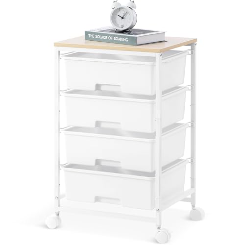 SYKIARIOL Rolling Cart with Drawers, 4-Drawer Utility Cart, Bright White - color: Bright White, size: 4 Drawers