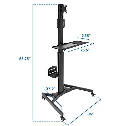 Mount-It! Computer Cart Mobile Desk Workstation with Monitor Mount for Screen up to 32", Rolling Computer Desk PC Cart, Keyboard & Mouse Tray, Rolling Stand with Adjustable CPU Holder, 63.5" Tall - style: 1 Monitor