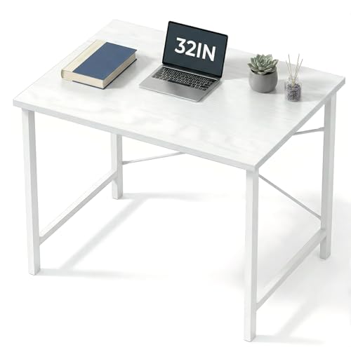 Sweetcrispy 32-Inch Small Computer Desk for Bedroom, White - color: White, size: 32-Inch