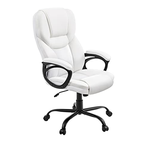Yaheetech Executive Office Chair High Back PU Leather Adjustable Seat White - color: White