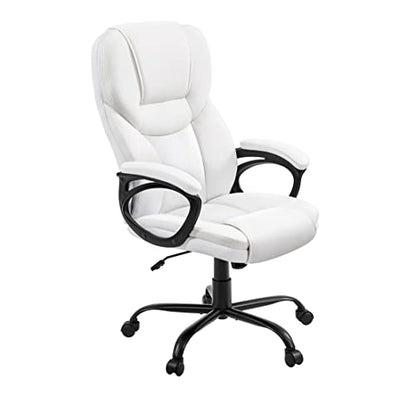 Yaheetech Executive Office Chair High Back PU Leather Adjustable Seat White - color: White