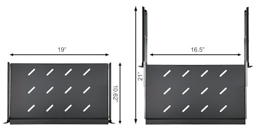 Electriduct 1U Keyboard Tray - Fully Extendable Universal 19" Rack Mount Sliding Shelf for Network Equipment Server Cabinet Enclosure with 3-Rail System and Mounting Hardware - 10.8" Deep
