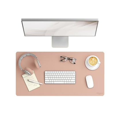 Smead Vegan Leather Desk Pad Mat, Office Desk Mat, Medium, Dusty Rose Pink | Waterproof desk pad protector, writing mat and desk blotter. Non-slip suede grips under a keyboard, mouse and notepad. - color: Dusty Rose Pink, size: 15.7" x 31.5"