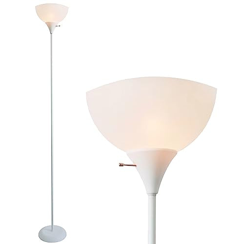 Newhouse Lighting NHFL-JO-WH Joey 71-inch Modern Standing, Torchiere Floor Lamp for Bedrooms, Living Room | Durable Floor Lamp for Home, Office, Reading (White) - color: White