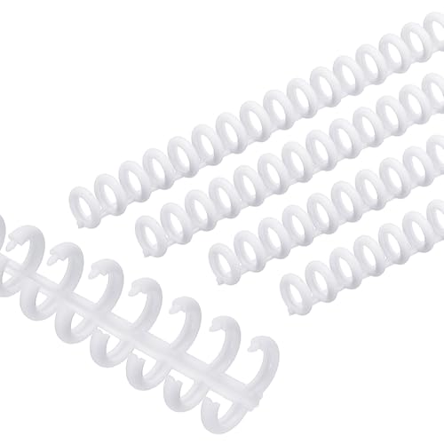 PATIKIL 8.5mm(0.3") Spiral Binder Ring,20 Pcs 30 Rings 25 Sheet Capacity Comb Binding Spines for Binding Paper Sheets Notebook Calendar Picture Album, White - color: White