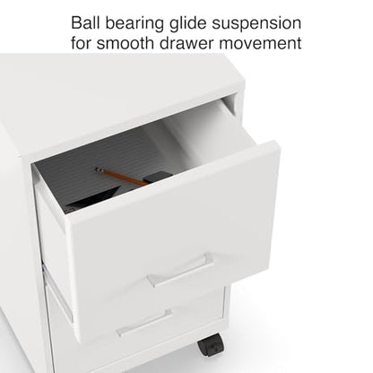 Staples 2-Drawer Vertical File Cabinet, Letter Size, Lockable, White - color: White, style: 1 Pack