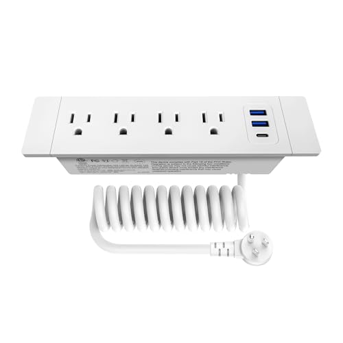 Drawer Outlet PD65W USB-C Fast Charging 5FT Spring Cord, White
