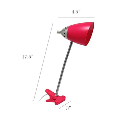 Simple Designs LD2001-PNK-LB 17.5" Flossy Flexible Gooseneck Clip Light Desk Lamp with LED Bulb, Pink - color: Pink