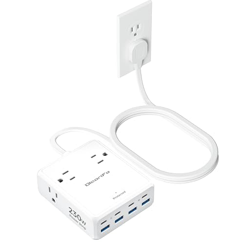 Olcorife 230W USB Power Strip, 4 AC Outlets 8 USB Ports(4 USBC),5 FT Cord