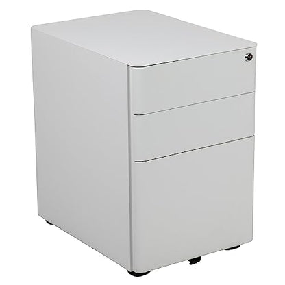 Flash Furniture 3-Drawer Locking Mobile Filing Cabinet, White - color: White, style: Modern