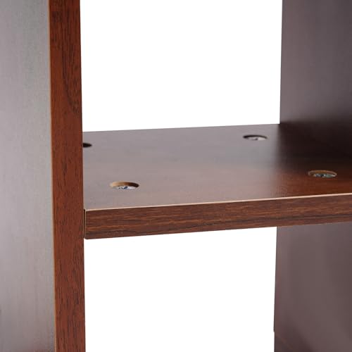 Floating Desk, 36’’H Wall Mounted Desk, Solid Wood Fold Down Laptop Desk with Foldable Tabletop, Folding Table Workstation with Storage Shelves&Door(Walnut)