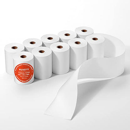 MUNBYN 2 1/4" X 85' Thermal Receipt Paper (10 Rolls) Cash Register Paper Rolls Fits for Most Credit Card Terminals, Verifone VX510 VX570 FD50 T4220, BPA Free - size: 2 1/4" x 85', style: 10 Rolls
