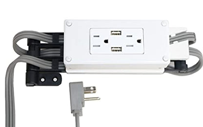 Compact in-Drawer Outlet with Cord Management Arm (2) USB-A Ports (2) 15 Amp Plugs fits Narrow and Shallow Drawers - size: (2) USB-A, style: Compact