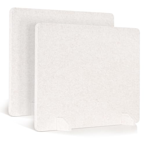 2 Pack Acoustic Desk Dividers - 24" x 20" Freestanding Privacy Panels Set with Noise - Reducing Design Cubicle Sound Proof, Ideal for Office, Classroom, and Home (Light Beige) - color: Light Beige, size: 2 Pack