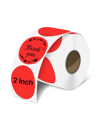 iEager 2 Inch Round Thermal Labels, Red Circle Thermal Printer Stickers - color: Red, size: 2 INCH