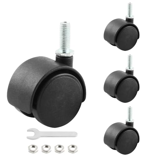 HOWDIA 1.5 Inch Swivel Caster Wheels for Cart, M8-1.25×20mm Threaded Stem Heavy Duty Casters, Nylon Wheels Replacement for Furniture, Table, Cabinet, Shelf（No Brake, 4 Pack） - style: M8 - 1.25×20mm Threaded Stem No Brake