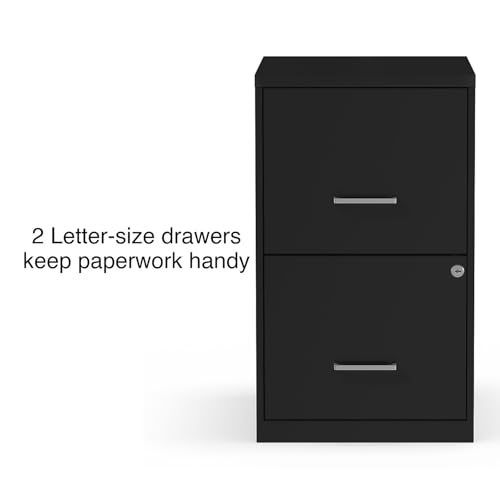 Staples 2-Drawer Vertical File Cabinet, Letter Size Documents, Lockable, 18.9" D x 14.3" W x 24.1" H, Black - color: Black, style: 1 Pack