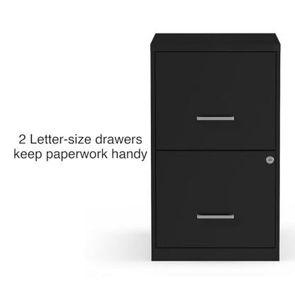 Staples 2-Drawer Vertical File Cabinet, Letter Size Documents, Lockable, 18.9" D x 14.3" W x 24.1" H, Black - color: Black, style: 1 Pack