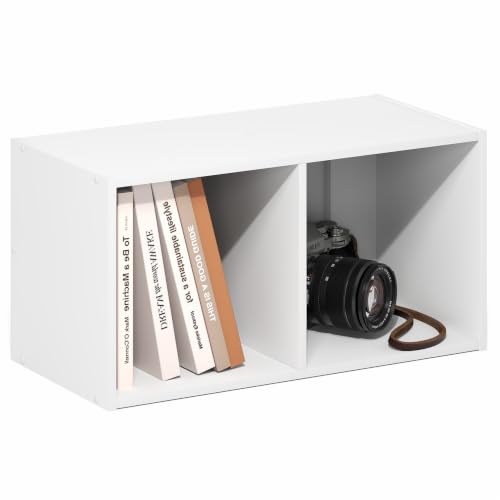 Furinno FANO 2-Cube Floating Shelves for Wall, Standing Bookshelf, Horizontal or Vertical, for Living Room, Study Room, White - color: White, size: 2-Cube