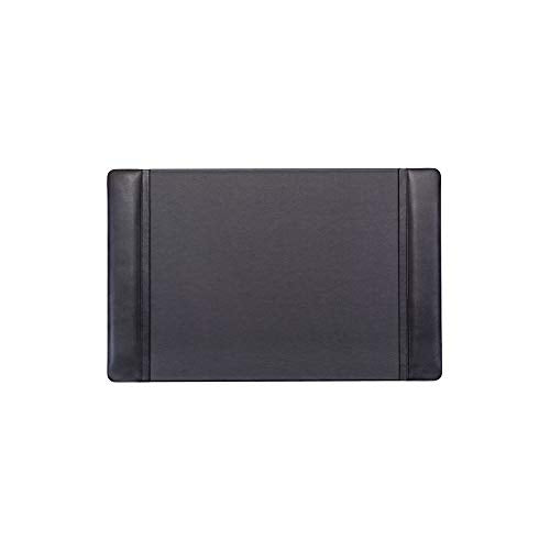 Dacasso Black Leather 22" x 14" Side Rails Desk Pad - color: Black, size: 14" x 22"