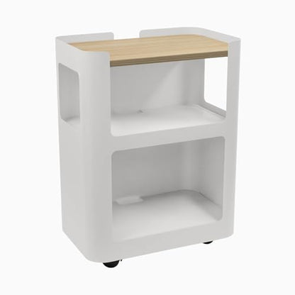 Desky Minimal Open Mobile Pedestal – 3-Tier Open Storage Cabinet with Hidden Swivel Casters and Integrated Cable Management, Black Frame/Classic Oak - color: Classic Oak / Black, size: Black