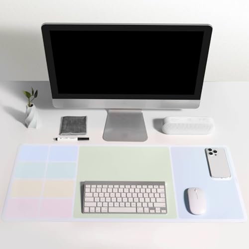 loukin Non-Slip Dry Erase Desk Mat, 32''x14'' Writing Mouse Pad for Office | 3-in-1 Workspace, Water-Resistant & Stain-Resistant, Easy to Write & Clean, Eye Protection, 2 Markers & 1 Cleaning Cloth