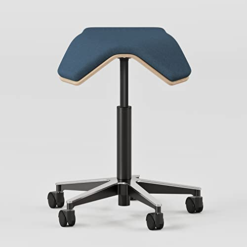 Branch Saddle Chair, Ergonomic Rolling Stool | Birch Plywood Frame and Recycled Seat Fabric, Height Adjustable Saddle Seat for Active Sitting and Better Posture, Pacific - color: Pacific