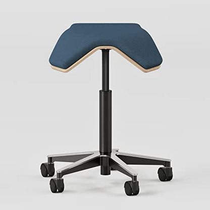 Branch Saddle Chair, Ergonomic Rolling Stool | Birch Plywood Frame and Recycled Seat Fabric, Height Adjustable Saddle Seat for Active Sitting and Better Posture, Pacific - color: Pacific