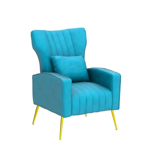 Velvet Accent Chairs Set of 2, Modern Arm Chair with Wingback & Gold Metal Legs for Living Room, Bedroom, Waiting Room, Lumbar Pillow Included, Dark Teal - color: Teal, size: 2PCS with Channel Tufted
