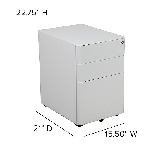 Flash Furniture 3-Drawer Locking Mobile Filing Cabinet, White - color: White, style: Modern