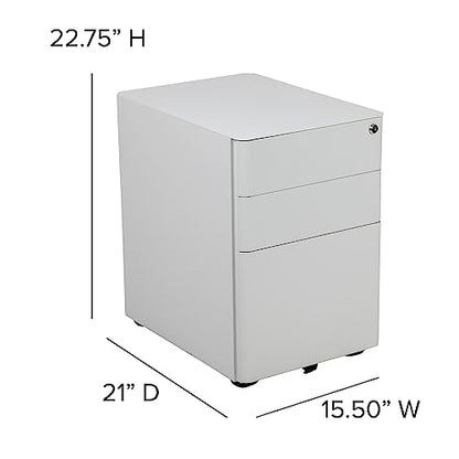 Flash Furniture 3-Drawer Locking Mobile Filing Cabinet, White - color: White, style: Modern