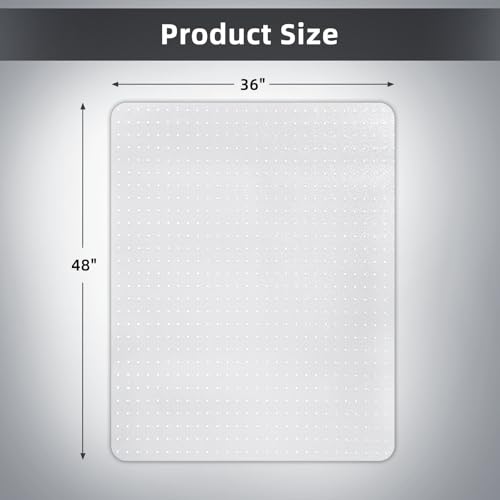 Office Chair Mat for Carpet Floor, Heavy Duty Desk Chair Mat for Low/No Pile Carpeted Floors, Anti Slip Carpets Protector for Home Office (48" x 36") - size: 48" x 36"