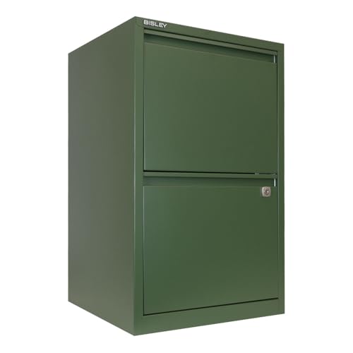 Bisley 2-Drawer Flush Front Vertical File Cabinet - Olive Green - color: Olive Green, size: 2 Drawer
