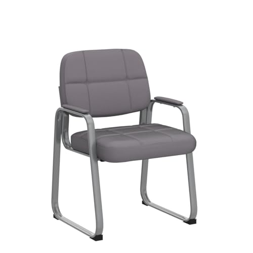 CLATINA Waiting Room Guest Chair with Bonded Leather Padded Arm Rest for Office Reception and Conference Desk Black with Sled Base Grey 4 Pack - color: Grey-a, size: 4 Pack