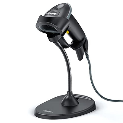 Eyoyo Handheld USB Wired 2D Barcode Scanner with Gooseneck Stand for POS | Automatic, QR Code Scanner Bar Code Reader, Support Screen Scanning, for PC Library Store Supermarket Check-Out, Inventory