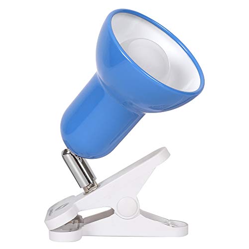 RONG&LAN Clip lamp,360° Rotation Clip on Lamp Portable Book Reading Light,Clamp on Desk/Table/Bunk Bed/Cupboard Home Lighting, (Desk lamp,Seven Colors for Your Choice) (Blue) - color: Blue