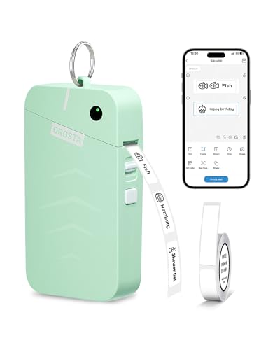 ORGSTA S001 Label Maker Machine with Tape, Portable Bluetooth Label Maker - color: Green