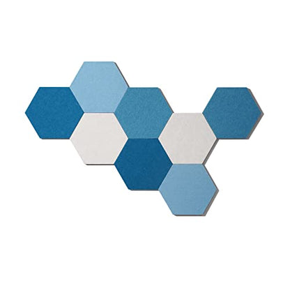 LAJAR 8 Pcs Self Adhesive Large Felt Bulletin Board Tiles | Hexagon Color Felt Pin Board Wall Tiles for Photos, Pictures, Memos - color: Cyanine
