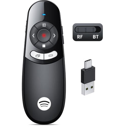 DinoFire USB Type C Wireless Presentation Clicker, BT&RF 2.4GHz Dual Modes Presenter Remote for PowerPoint Presentations Compatible with Bluetooth-Enabled Laptops Desktop Computers - style: AAA+USB A&C+BT